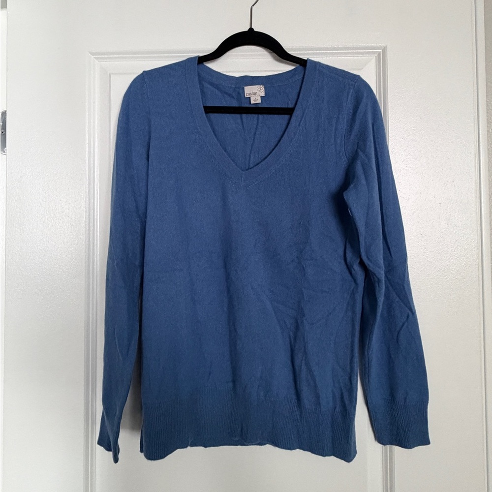 Caslon Blue V-Neck Sweater